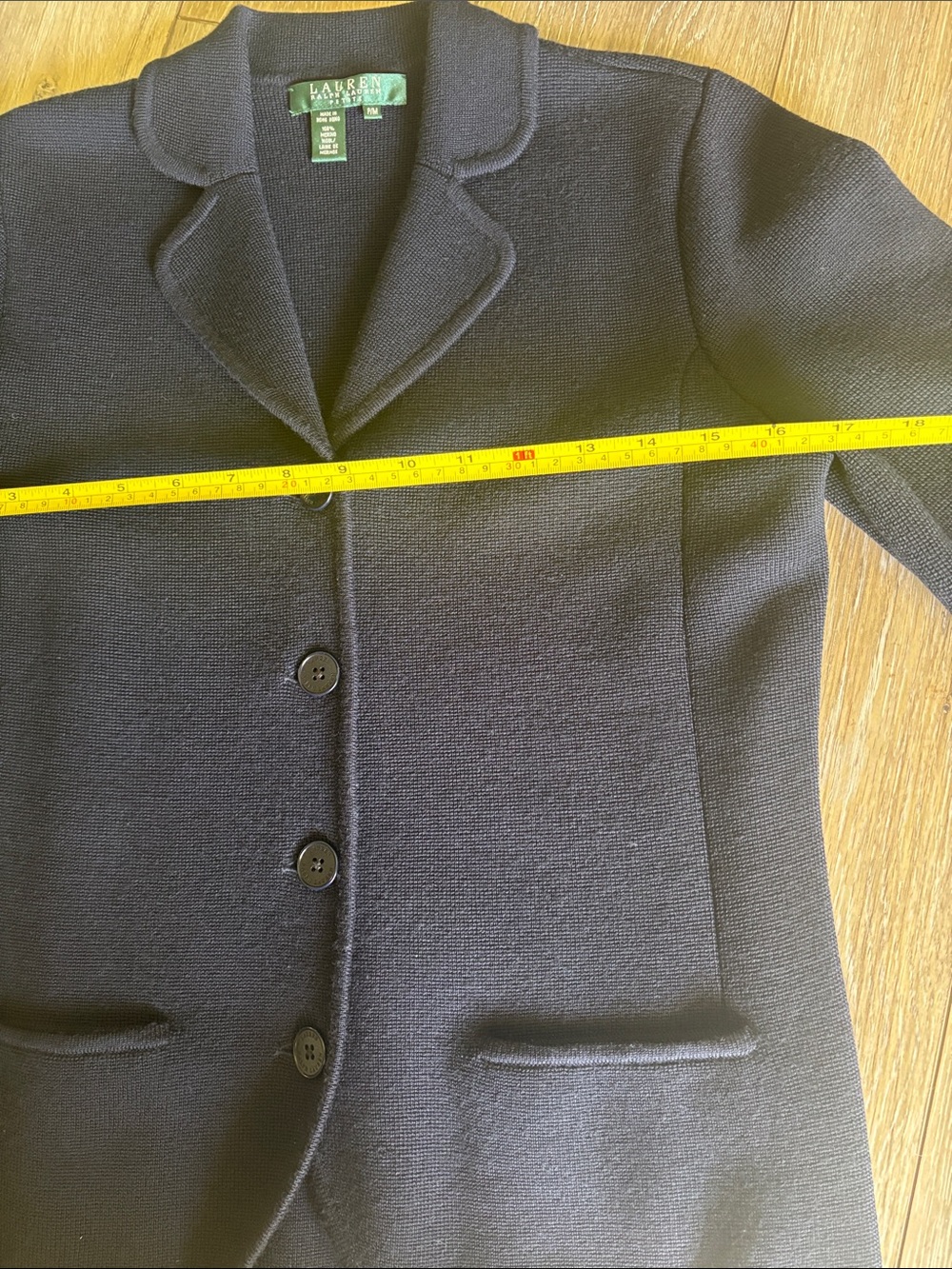 Lauren Ralph Lauren woman’s Navy 100% Merino Wool Blazer Jacket - Picture 6 of 9